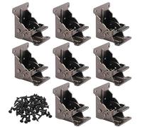 GENHAKON 8 Pack Folding Leg Brackets, Self-Locking Hinge, Heavy-Duty Steel, Black, Tabletop Mount