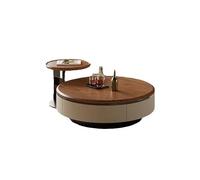GENHAOSAN Side Tables Bedroom Walnut Round Coffee Table TV Cabinet Combo Modern Minimalist Living Room Household Coffee Tables For Living Room