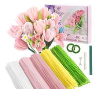 GENHH 400 Pieces Pipe Cleaners Set, 5 Colours Chenille Wire 30 cm Long, Pink Green Yellow Pipe Cleaners, DIY Pipe Cleaners Flowers, Decorations, Handmade Holiday Gifts (Pink)