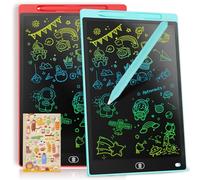 Genialba 2 Pack 10 Inch LCD Writing Board, Colourful LCD Writing Tablet, Electronic Graphic Tablet for Children's Games 2-7 Years, Blue & Red