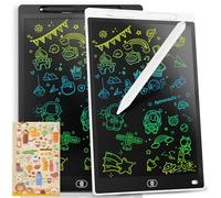 Genialba 2 Pieces 10 Inch LCD Writing Board, Colourful LCD Writing Tablet, Electronic Graphic Tablet for Children's Games (Black, White)