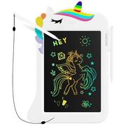 Genialba 8.8 Inch Unicorn LCD Drawing Tablet Colorful Screen Writing Board Toy Learning Educational Gifts for 2-6 Year Old Boys and Girls (White)