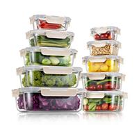 GENICOOK [10 Pack] Glass Food Storage Containers with Airtight Lids, Meal Prep Containers, Storage Container Set with Bpa-free Lid for Food, Lunch Bento Box, Microwave, Oven, Freezer and Dishwasher