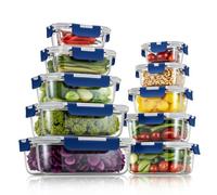 GENICOOK Meal Prep Glass Food Storage Containers 10 Pack, Glass food storage container with Snap Lock Leakproof Lids, Reusable Microwave safe BPA-free Lunch Boxes