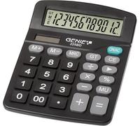 Genie 225 BD Desktop Calculator 12 Digits Dual-Power (Solar and Battery) Compact Design Black