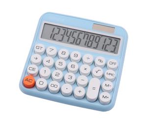 GENIE 612 B 12 Digit Desktop Calculator with Dual Power (Solar and Battery) Blue