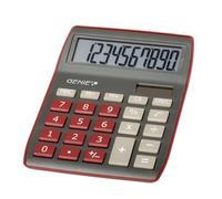 Genie 840 DR 10 Digit Desktop Calculator; Dual Power (Solar and Battery); Compact Design; Dark Red