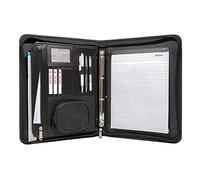 Genie A4 Writing Case with Detachable Ring Binder (Frankfurt, Complete Zipper Pouch Leather Look Writing Pad and Textured Nylon) Black