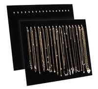 Genie Crafts 2 Pack Jewelry Display for Selling, Black Velvet Boutique Necklace Stands Boards with Hooks for Pop Up Shop (15 x 12 x 4.5 In)