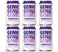 GENIE Kombucha drink | Fermented 10 Days | Gut Friendly | Low Calorie | All Natural | Vegan | No Sweeteners | Made in UK | Natural Energy | Kombucha drink (Pack of 6, Blueberry & Raspberry)
