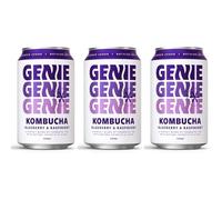 GENIE Kombucha drink | Fermented 10 Days | Gut Friendly | Low Calorie | All Natural | Vegan | No Sweeteners | Made in UK | Natural Energy | Kombucha drink (Pack of 3, Blueberry & Raspberry)