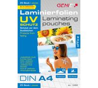 Genie Laminating Pouches (DIN A4, with UV Protection, 125 microns, UV-Resistant,