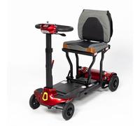 Genie Lightweight Folding Mobility Scooter - 16.85kg Portable Design, 4mph Speed, 9-Mile Range, Manual Fold (Red)