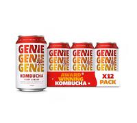 GENIE LIVING DRINKS - Kombucha, Delicious Soft Drinks, Fermented 10 Days for Gut Health, 100% Vegan, No Sweeteners, No Nasties, Made in the UK, Natural Energy, 330ml Cans, Fiery Ginger x 12
