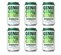 GENIE LIVING DRINKS Kombucha, Dry Apple, Fermented for 10 Days, Gut Friendly, Low Calorie, All Natural, 100% Vegan, No Sweeteners, No Nasties, Made in the UK, Natural Energy, 6 x 330ml Cans