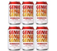 GENIE LIVING DRINKS Kombucha, Fiery Ginger, Fermented for 10 Days, Gut Friendly, Low Calorie, All Natural, 100% Vegan, No Sweeteners, No Nasties, Made in the UK, Natural Energy, 6 x 330ml Cans