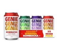 GENIE LIVING DRINKS Kombucha, Variety Pack of 3 flavours, Fermented 10 Days, Gut Friendly, Low Calorie, All Natural, 100% Vegan, No Sweeteners, No Nasties, Made in UK, Natural Energy, 9 x 330ml Cans