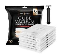 GENIE SPACE Cube Vacuum Storage Bags with Pump, Size L 6 Pack, 80x60x32 cm