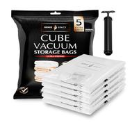 GENIE SPACE Cube Vacuum Storage Bags with Pump, Size XL 5 Pack, 100x80x38cm