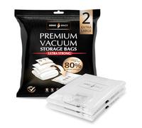 GENIE SPACE Premium Vacuum Storage Bags for Clothes, Bedding and Travel, Extra Large 100x80cm, Airtight, Reusable and Odour-Proof Space Saver Bags with Double Seal, 2 Pack