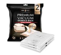 GENIE SPACE Premium Vacuum Storage Bags for Clothes, Bedding and Travel, Medium Size 70x50cm, Airtight, Reusable and Odour-Proof Space Saver Bags with Double Seal, 2 Pack