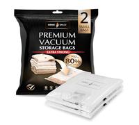 GENIE SPACE Premium Vacuum Storage Bags for Clothes, Bedding and Travel, Small Size 60x40cm, Airtight, Reusable and Odour-Proof Space Saver Bags with Double Seal, 2 Pack