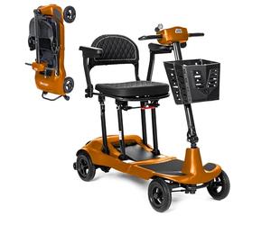 Genie Ultralight by Monarch Mobility - 12kg Lightweight Portable Pavement Folding Mobility Scooter for Seniors & Adults | 4mph Speed, 9 Mile Range | Everyday Use (Orange)