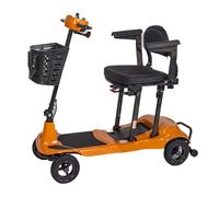 Genie Ultralight Folding e-Mobility Device - Lightweight 12kg Design - 4-Wheel - 4mph - 9 Mile Range - Magnesium Alloy & Carbon Fibre - Airline Friendly - Foldable (Orange)