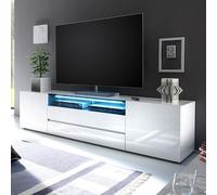 genie wide high gloss tv stand in white with led lighting
