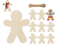 Genikeer 10 Gingerbread Man Cutouts Wooden Gingerbread Hanging Ornaments | Craft Projects Unpainted Gingerbread Man Tags | Wooden Gingerbread Men Ornaments for