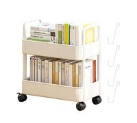 Genikeer 2-Tier Rolling Storage Cart | Multi-Functional Storage Trolley | Movable Bookshelf Cart | Slim Storage Cart | Storage Cart | Movable Storage Organizer For Offices, Living Room, Kitchen