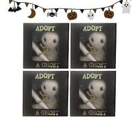 Genikeer Adopt A Ghost, White Wool Felt Ghost and Tiny Scroll Set, Wool Felt Project Getting Started Needle Felt Kit, Halloween Wool Felt Spooky Doll for Friends and Family Who Love Ghost Stories