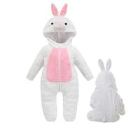 Genikeer Baby Boy Girl Clothes Bunny Romper | Long Sleeves Rabbit Ear Hoodie Jumpsuit | Baby Winter Warm Outfits | Cute Rabbit Ear Hooded Zipper Romper for Halloween