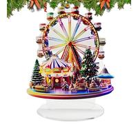Genikeer Christmas Ferris Wheel | 2D Acrylic Holiday Statue - Ferris Wheel Christmas Ornament,for Offices Home Room Door Window Tree School Dormitory Apartment