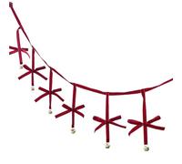 Genikeer Christmas Tree Bows, Pendants with Jingle Bells, Christmas Reusable Bow Garland Banner, for Shelf Wreath Fireplace Staircase Window Wall Door Living Room Mantel Entryway Porch