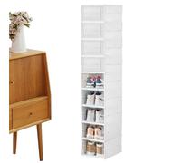 Genikeer Entryway Shoe Rack,Stackable Sneaker Cabinet Bin | Foldable Clear Stackable Box for Bedroom Hallway Home Dormitory Boot Workplace Sneaker