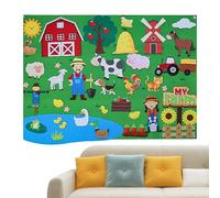 Genikeer Fuzzy Felt Story Boar-d Set, Farm Animals Flannel Teaching Felt Boar-d for Kids, Wall Activity Preschool Educational Toy for Toddler, 104x75cm