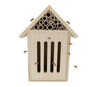 Genikeer Garden Outdoor Wooden Bee House | Mason Bee House Wood Bugss Room Shelter Nesting Box | Natural Wooden Mason Bee Box And Butterfly Hotel For Ladybugss Butterfly Mason Bees