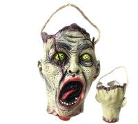 Genikeer Halloween Candy Bowl Holder - Halloween Scary Zombie Heads Shape Candy Bowl Holder | Skull Heads Shaped Trick Or Treat Candy Pail Holder For Halloween | Reusable Handles Candy Sack