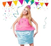 Genikeer Halloween Cupcake Costume,Party Outfits | Sleeveless Pretend Play Dresses with Hat for Festival Celebration Holiday Stage Show Theater Performance Family Gathering