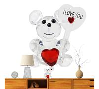 Genikeer Love Heart Bear Ornament, Crystal Red Bears Figurines Ornaments With I Love You Couple Gifts For Friend, Wedding Valentines Gifts For Parents Glass