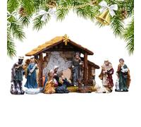 Genikeer Nativity Figurines | Classic Christmas Manger | Compact Christmas Manger Nativity Figurine Set for Workplace, Retail, Mantle, Fireplace, Entryway, Windowsill, Home