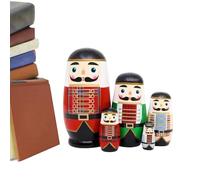 Genikeer Russian Nesting Dolls | Handmade Wooden Nutcracker Stacking Figurines - Handcrafted Wood Sculpture, Home Decoration for Kid Room Holiday Table Center Fireplace Living Room Bedroom