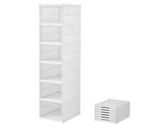 Genikeer Shoe Storage Rack | Stackable Sneaker Cabinet Bin | Foldable Clear Stackable Box for Bedroom Hallway Home Dormitory Boot Workplace Sneaker