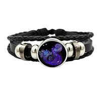 Genikeer Signs Spirit Bracelet | Sign Rope Bracelet | Multilayer Adjustable Twelve Constellation Leather Bracelets | Jewelry Accessories For Constellation Lover
