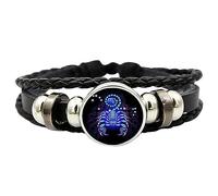 Genikeer Signs Spirit Bracelet | Sign Rope Bracelet | Multilayer Adjustable Twelve Constellation Leather Bracelets | Jewelry Accessories For Constellation Lover