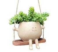 Genikeer Swing Face Planter Pot | Hanging Head Planter Resin Plant Pot | Wall Planters For Outdoor Plants | Hanging Head Planter For Indoor Outdoor Plant, Unique Face Design For String Of Pearls