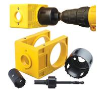 Genikeer Wooden Door Lock Installation Kit | Adjustable Wooden Door Lock Fitting Tool Set | 4 Yellow Door Lock Jig | Door Handle Jig With Door Lock Holes Saw For Installing Deadbolts And Locksets