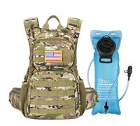 GENILU 22L Tactical Hydration Backpack with 3L Water Bladder, Lightweight Molle Water Bag for Men Women, Hiking Hydration Pack for Cycling Running Biking Hunting, Daypack with Waist Pocket, Camo