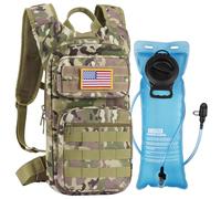 GENILU Tactical Hydration Backpack with 3L Water Bladder, Lightweight Molle Water Backpack Daypack for Men Women (Camo, Regular)